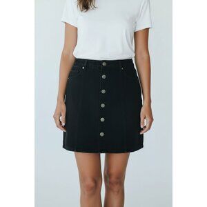 Mossimo Supply Co. Black Button-Front Denim Mini Skirt For Women Size 0 Cotton/S